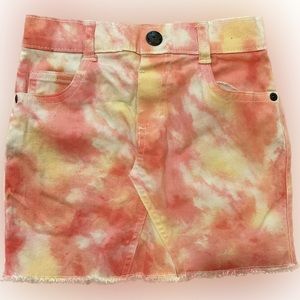 Pink & Yellow Tie Dye Twill Jean Skirt 5T